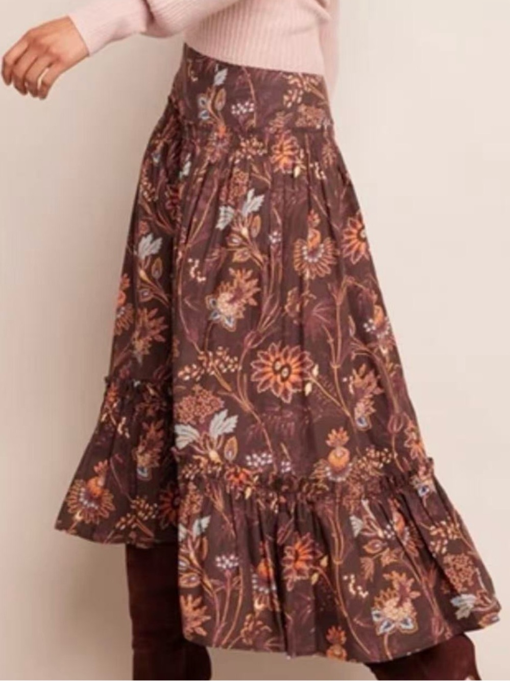 NWT Cara Cara Tisbury Skirt Brown  vintage Blossom